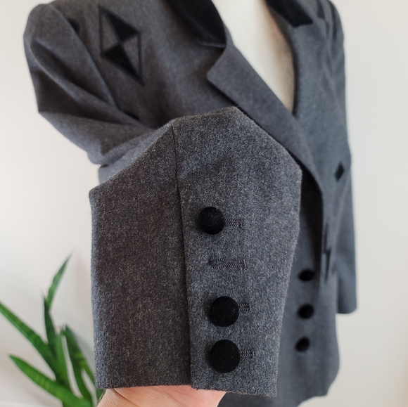 VTG 80s Louis Féraud Velvet Applique Blazer Jacket - Picture 8 of 12